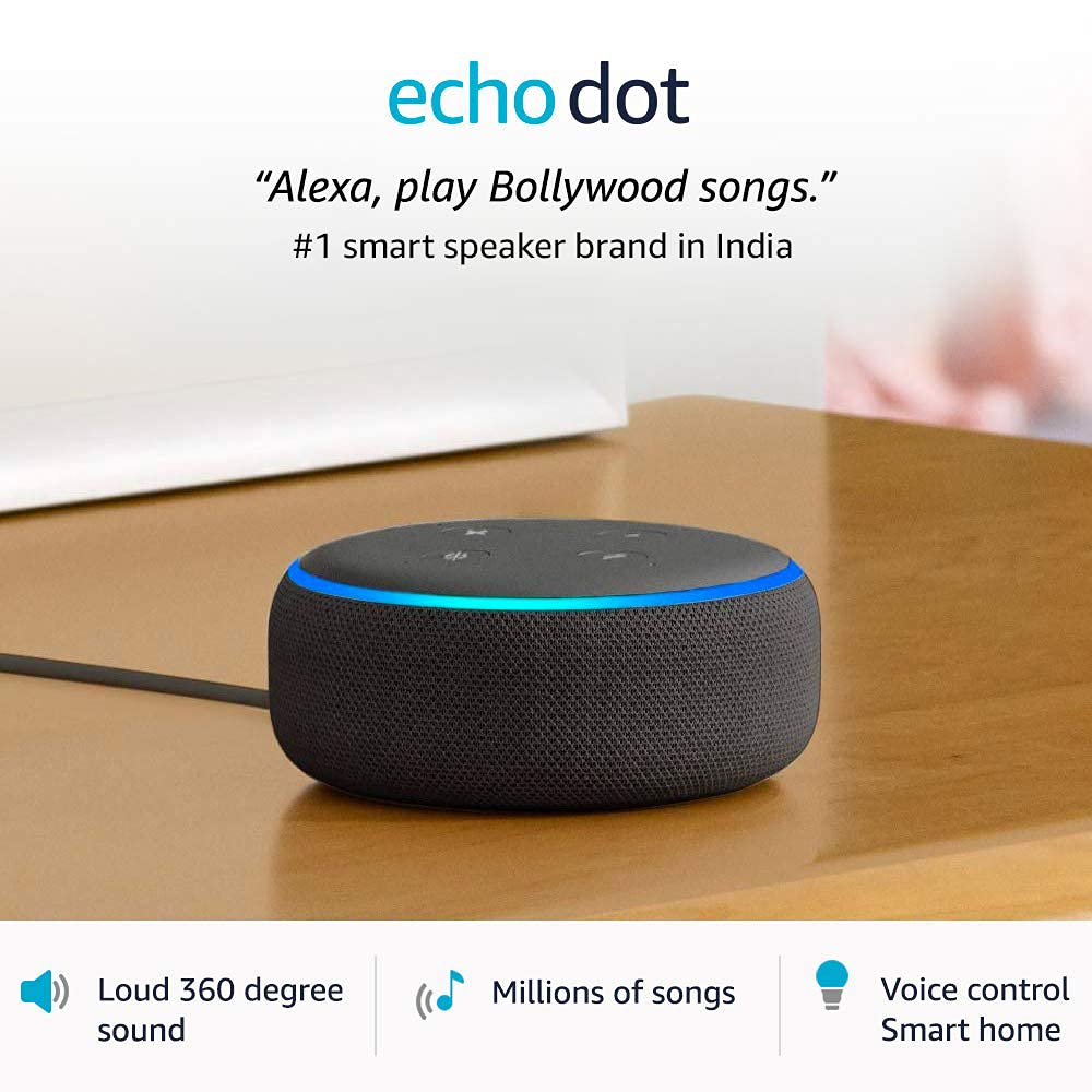 Echo Dot (3rd Gen) – #1 smart speaker brand in India with Alexa (Black)