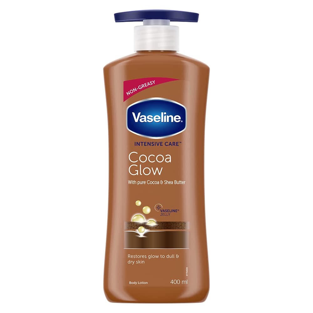 Vaseline Intensive Care 24 hr nourishing Cocoa Glow Body Lotion with Cocoa And Shea Butter, Restores Glow for all skin type – 400 ml