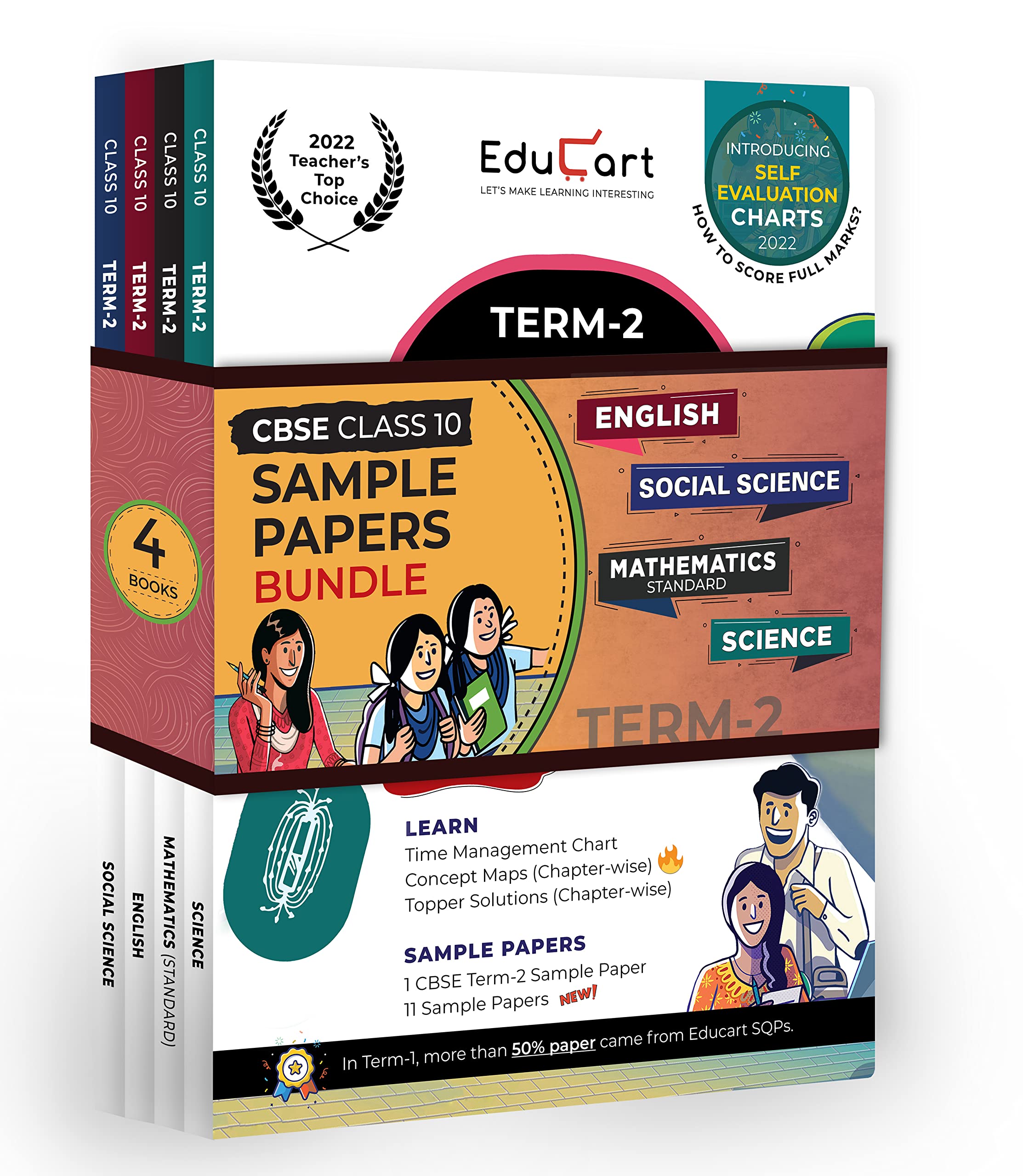 Educart Term 2 Class 10 Sample Papers Bundle of Science, Math Standard, Social Science & English Books For 2022 (Based on the CBSE Term-2 Subjective Sample Paper released on 14 Jan 2022) Product Bundle – 23 January 2022