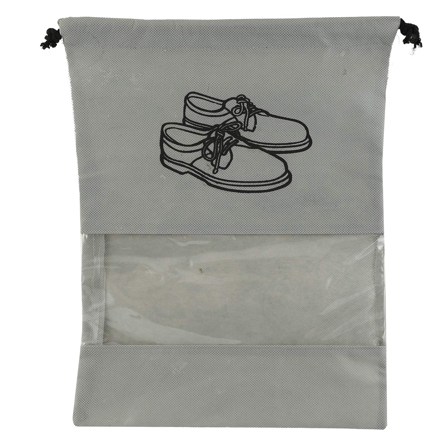 Kuber Industries 12 Piece Non Woven Travel Shoe Cover, String Bag Organizer, Grey -CTMTC039483